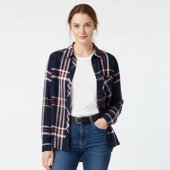 Rails Blue & White Plaid Checker Soft Long Sleeve Button Up Top S - Picture 1 of 9